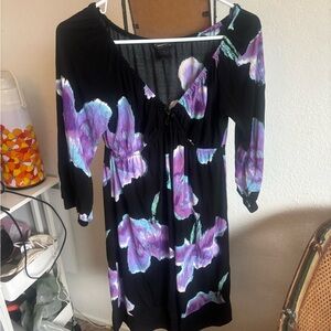 INC International Concepts Black and Purple Floral Dress